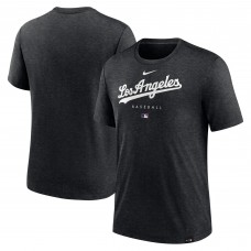 Los Angeles Dodgers Nike Heather Black Authentic Collection Early Work Tri-Blend Performance T-Shirt