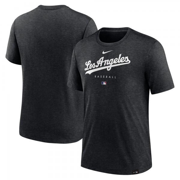 Los Angeles Dodgers Nike Heather Black Authentic Collection Early Work Tri-Blend Performance T-Shirt