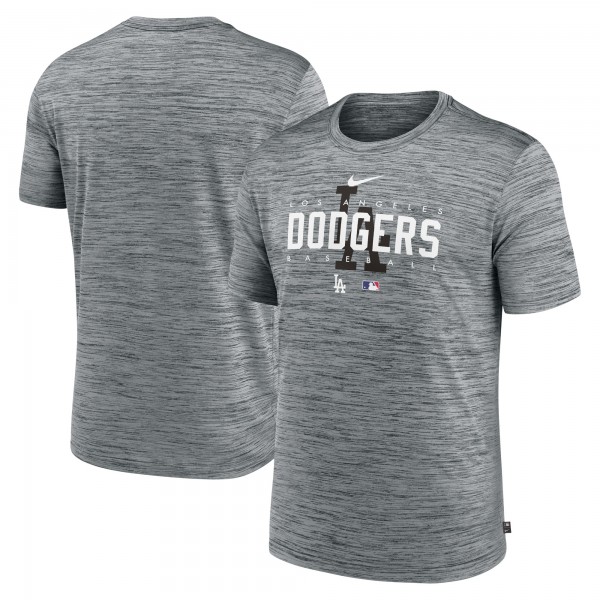 Los Angeles Dodgers Nike Heather Gray Authentic Collection Velocity Performance Practice T-Shirt