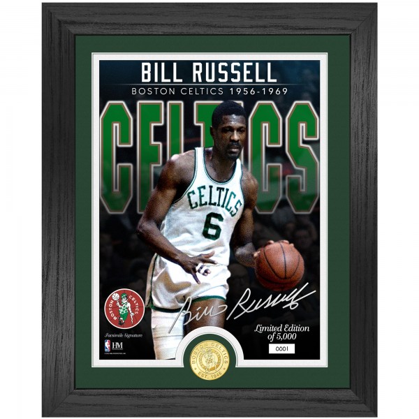 Boston Celtics Bill Russell Highland Mint 13 x 16 NBA Legends Bronze Coin Photo Mint