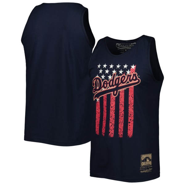 Los Angeles Dodgers Mitchell & Ness Navy Cooperstown Collection Stars and Stripes Tank Top