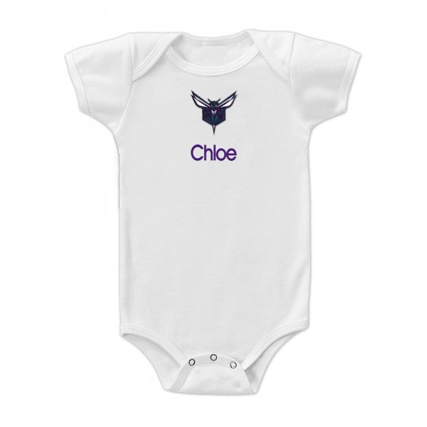 Малышам Charlotte Hornets White Stinger Personalized Bodysuit