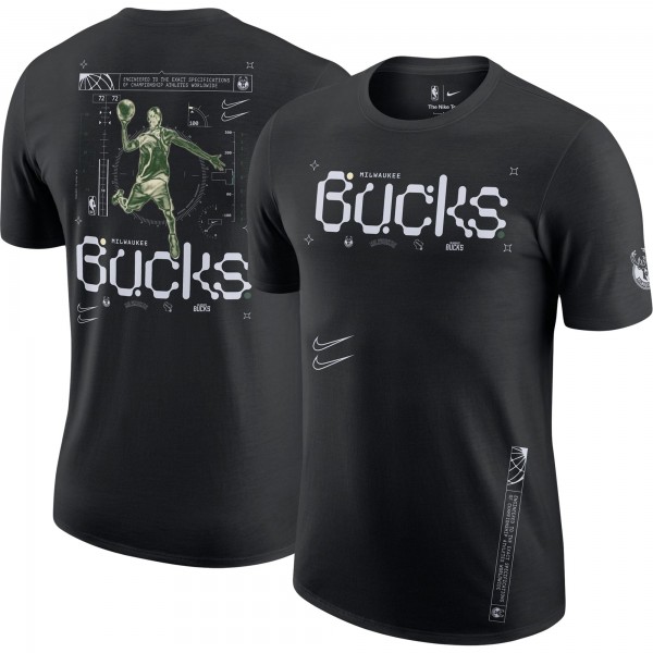 Футболка Milwaukee Bucks Nike Courtside Air Traffic Control Max90 - Black