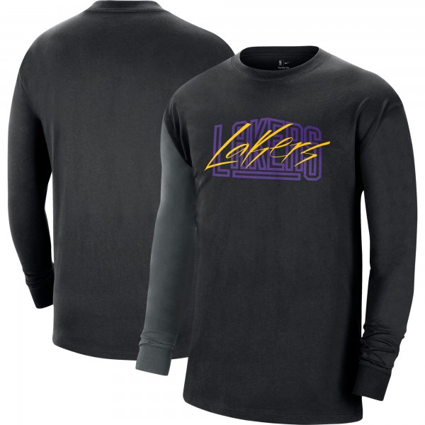 Футболка с длинным рукавом Los Angeles Lakers Nike Courtside Versus Flight MAX90 - Black
