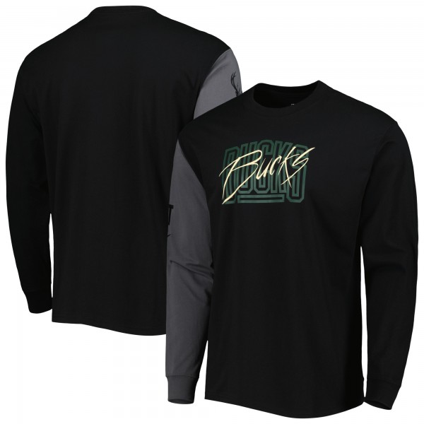 Футболка с длинным рукавом Milwaukee Bucks Nike Courtside Versus Flight MAX90 - Black