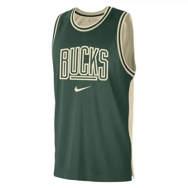 Майка Milwaukee Bucks Nike Courtside Versus Force Split DNA Performance Mesh - Hunter Green/Cream