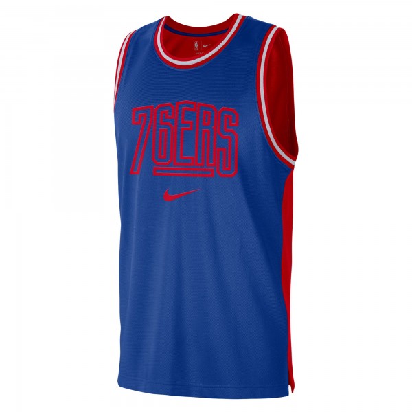 Майка Philadelphia 76ers Nike Courtside Versus Force Split DNA Performance Mesh - Royal/Red