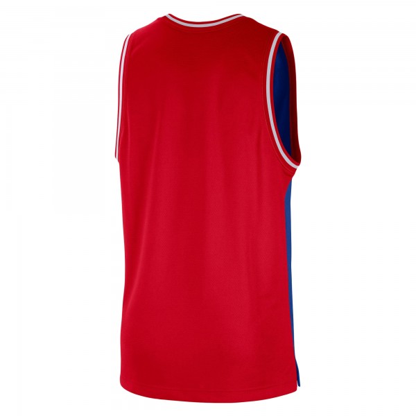 Майка Philadelphia 76ers Nike Courtside Versus Force Split DNA Performance Mesh - Royal/Red
