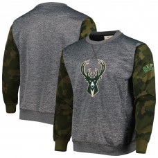 Milwaukee Bucks Camo Stitched Sweatshirt - Heather Charcoal