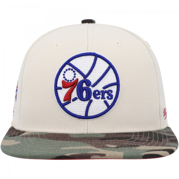 Бейсболка Philadelphia 76ers Mitchell & Ness Hardwood Classics 1976 NBA All-Star Game Off White Camo - Cream/Camo