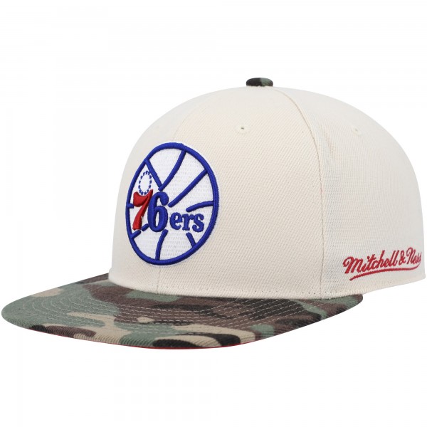 Бейсболка Philadelphia 76ers Mitchell & Ness Hardwood Classics 1976 NBA All-Star Game Off White Camo - Cream/Camo
