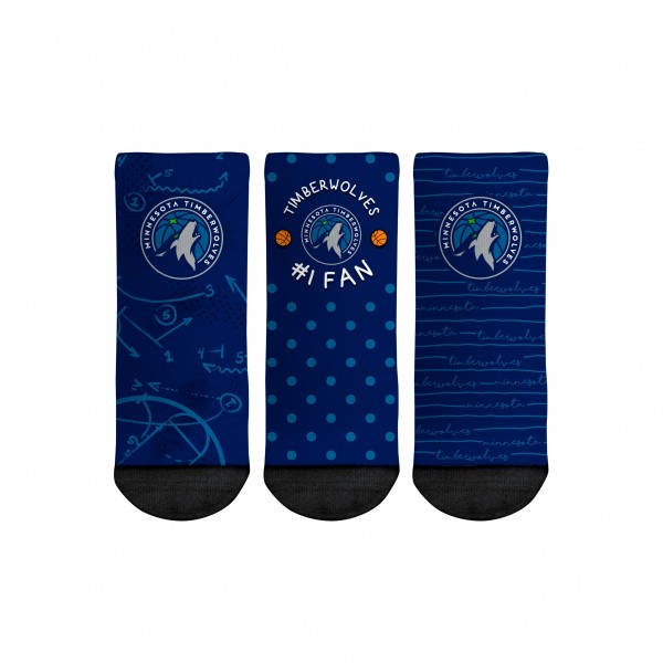Три пары носков Minnesota Timberwolves Rock Em Socks Toddler #1 Fan