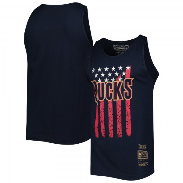 Майка Milwaukee Bucks Mitchell & Ness Hardwood Classics Americana Stars and Stripes - Navy