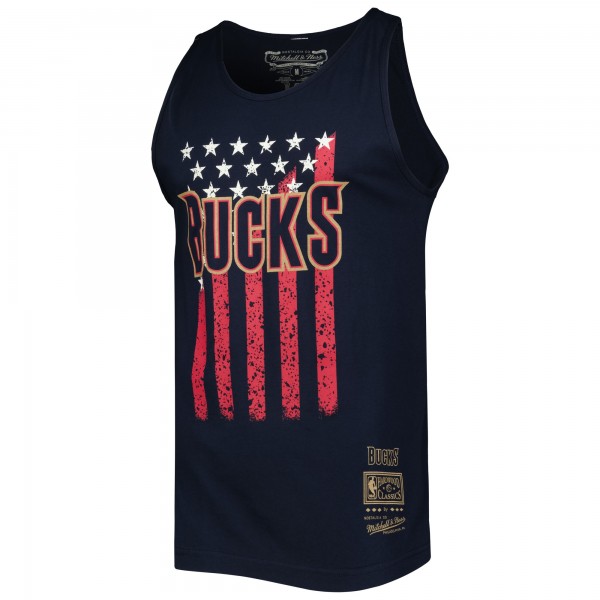 Майка Milwaukee Bucks Mitchell & Ness Hardwood Classics Americana Stars and Stripes - Navy