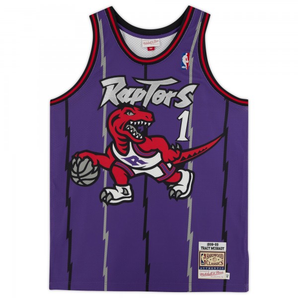 Autographed Toronto Raptors Tracy McGrady Fanatics Authentic Purple Mitchell & Ness 1998 Authentic Jersey with HOF 17 Inscription