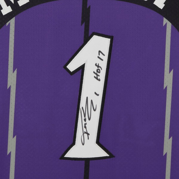 Autographed Toronto Raptors Tracy McGrady Fanatics Authentic Purple Mitchell & Ness 1998 Authentic Jersey with HOF 17 Inscription