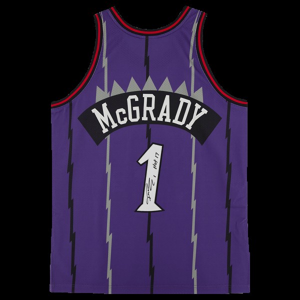 Autographed Toronto Raptors Tracy McGrady Fanatics Authentic Purple Mitchell & Ness 1998 Authentic Jersey with HOF 17 Inscription
