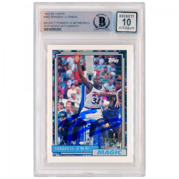 Autographed Orlando Magic Shaquille ONeal Orlando Magic 1992-93 Topps #362 Beckett Fanatics Witnessed Authenticated 10 Rookie Card