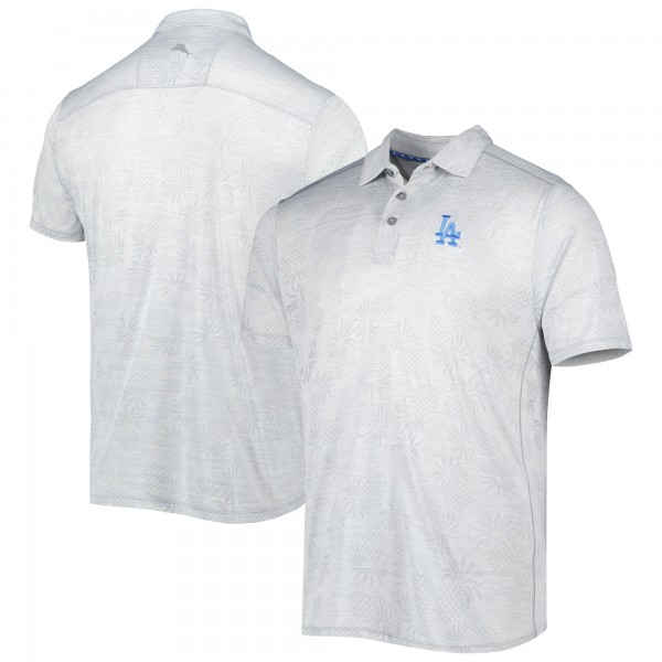 Los Angeles Dodgers Tommy Bahama Gray IslandZone Pineapple Palm Coast Polo