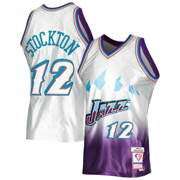 Игровая форма  John Stockton Utah Jazz Mitchell & Ness 1996-97 Hardwood Classics 75th Anniversary Swingman - Platinum