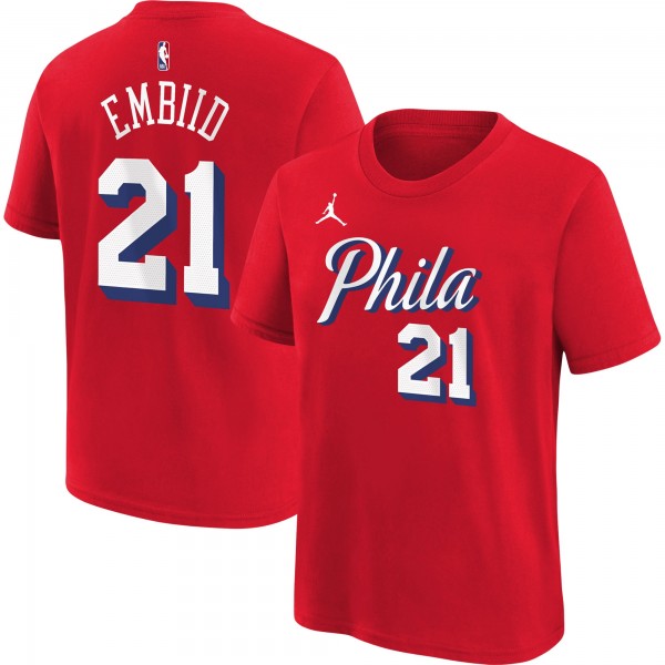 Футболка Joel Embiid Philadelphia 76ers Jordan Brand Youth Statement Edition - Red