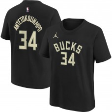 Именная футболка Giannis Antetokounmpo Milwaukee Bucks Jordan Brand Youth Statement Edition - Black