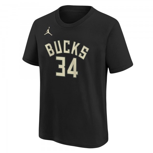 Именная футболка Giannis Antetokounmpo Milwaukee Bucks Jordan Brand Youth Statement Edition - Black