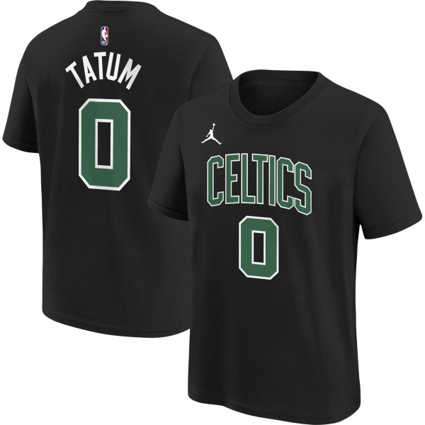 Подростковая Boston Celtics Jayson Tatum Jordan Brand Black Statement Edition Name & Number Player T-Shirt