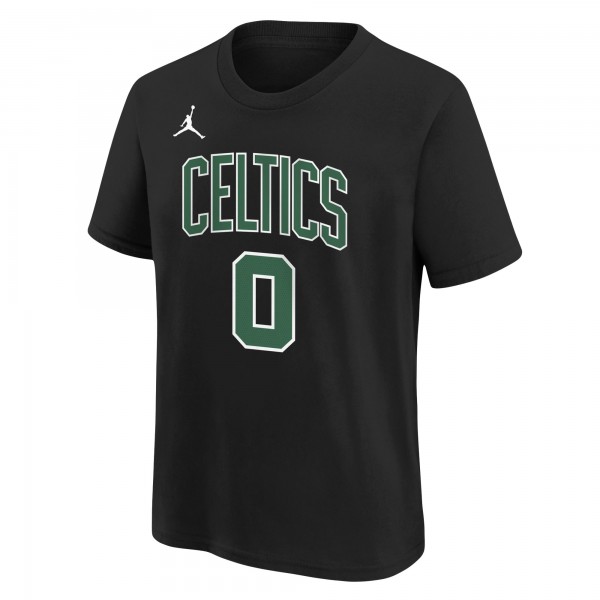 Подростковая Boston Celtics Jayson Tatum Jordan Brand Black Statement Edition Name & Number Player T-Shirt