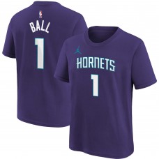 Именная футболка LaMelo Ball Charlotte Hornets Jordan Brand Youth Statement Edition - Purple