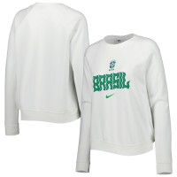 Brazil National Team Nike WoLockup Varsity Tri-Blend Raglan Pullover Sweatshirt - White