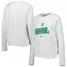 Brazil National Team Nike WoLockup Varsity Tri-Blend Raglan Pullover Sweatshirt - White