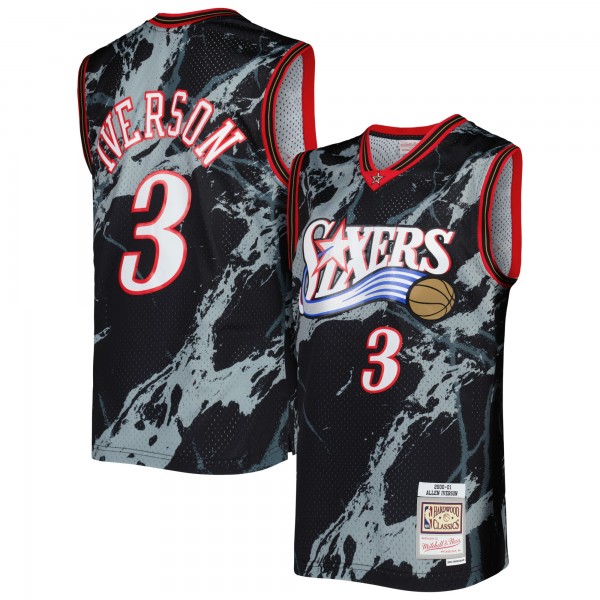 Игровая форма  Allen Iverson Philadelphia 76ers Mitchell & Ness 2000-01 Hardwood Classics Marble Swingman - Black