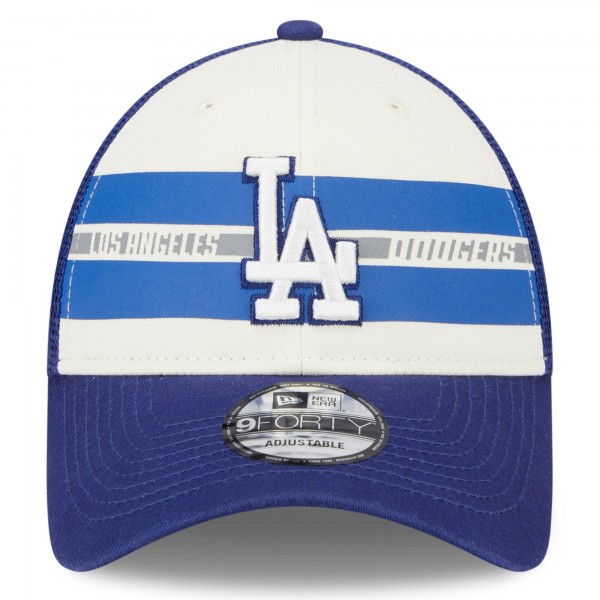 Бейсболка Los Angeles Dodgers New Era Team Stripe Trucker 9FORTY - White/Royal