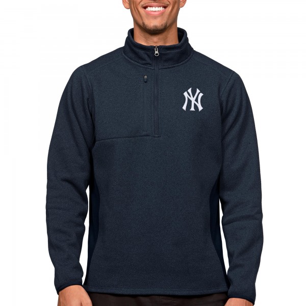 Кофта на короткой молнии New York Yankees Antigua Course - Heathered Navy