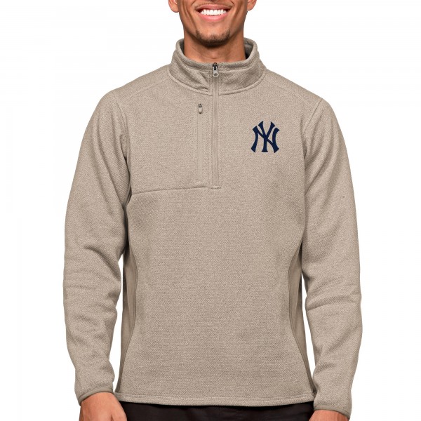 Кофта на короткой молнии New York Yankees Antigua Course - Oatmeal