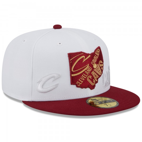 Бейсболка Cleveland Cavaliers New Era State Pride 59FIFTY - White/Wine