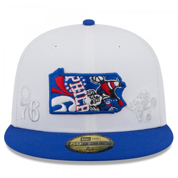 Бейсболка Philadelphia 76ers New Era State Pride 59FIFTY - White/Royal