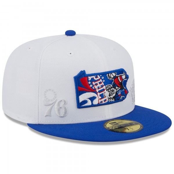 Бейсболка Philadelphia 76ers New Era State Pride 59FIFTY - White/Royal