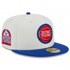 Detroit Pistons New Era Retro City Conference Side Patch 59FIFTY Fitted Hat - Cream/Blue