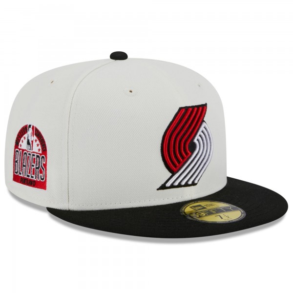Бейсболка Portland Trail Blazers New Era Retro City Conference Side Patch 59FIFTY - Cream/Black