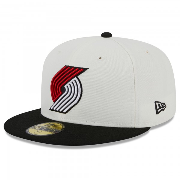 Бейсболка Portland Trail Blazers New Era Retro City Conference Side Patch 59FIFTY - Cream/Black