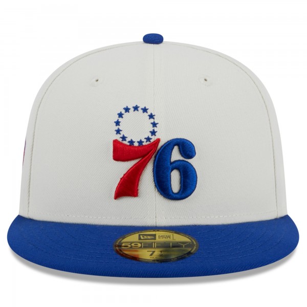 Бейсболка Philadelphia 76ers New Era Retro City Conference Side Patch 59FIFTY - Cream/Royal