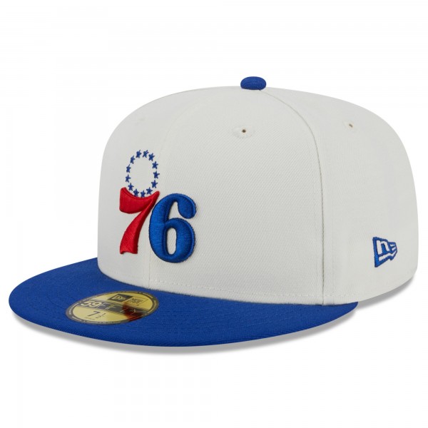Бейсболка Philadelphia 76ers New Era Retro City Conference Side Patch 59FIFTY - Cream/Royal