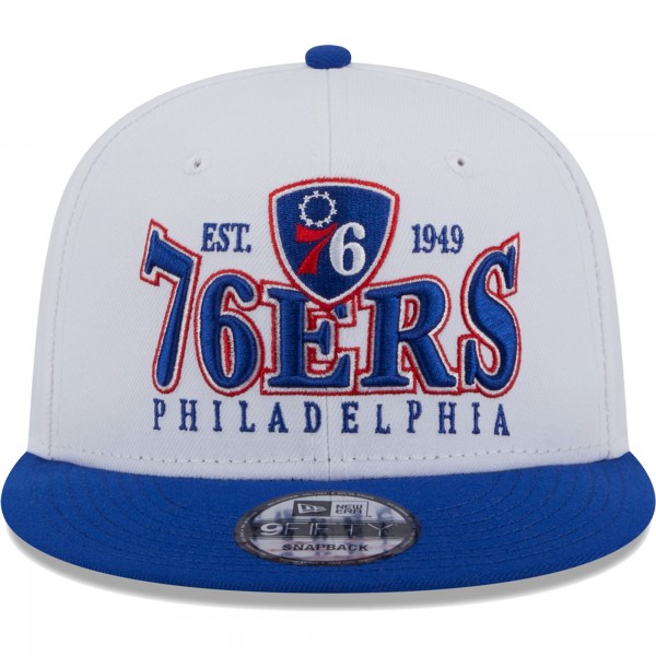 Бейсболка Philadelphia 76ers New Era Crest Stack 9FIFTY - White/Royal