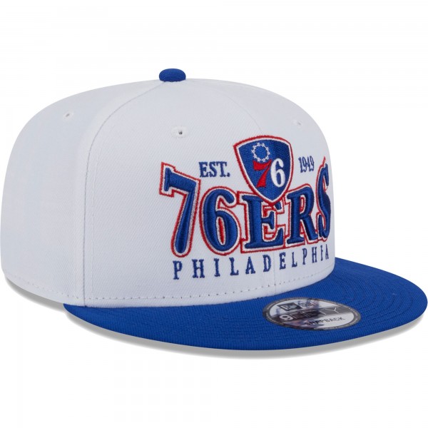 Бейсболка Philadelphia 76ers New Era Crest Stack 9FIFTY - White/Royal