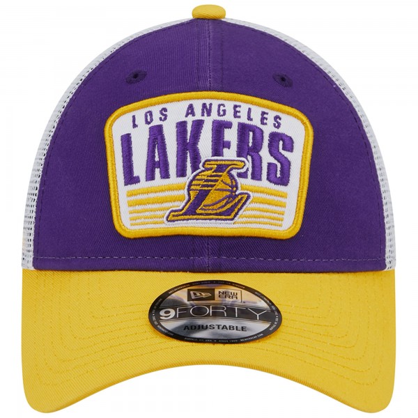 Бейсболка Los Angeles Lakers New Era Two-Tone Patch 9FORTY Trucker - Purple/Gold
