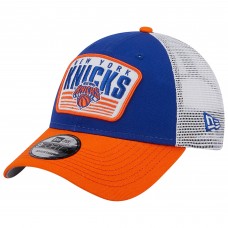 New York Knicks New Era Two-Tone Patch 9FORTY Trucker Snapback Hat - Blue