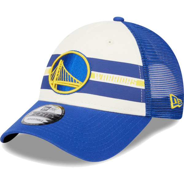 Бейсболка Golden State Warriors New Era Royal Stripes 9FORTY Trucker
