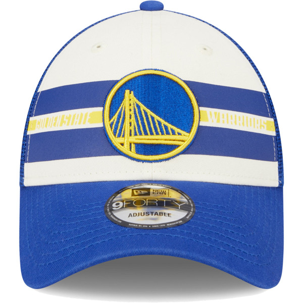Бейсболка Golden State Warriors New Era Royal Stripes 9FORTY Trucker